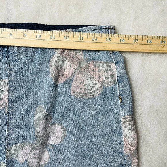 No Boundaries Womens Blue Butterfly Print High Rise Pull-On Flare Jeans Size L - Picture 6 of 10